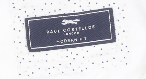 Paul Costelloe Men's White Classic Fit Button-Up Shirt 15.5