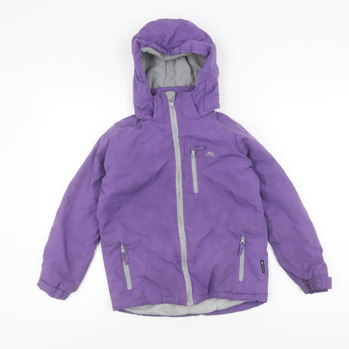 Trespass Girls Purple Parka Jacket 7-8 Years Waterproof