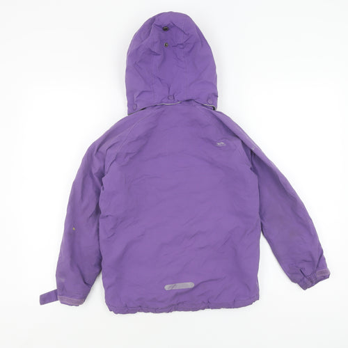 Trespass Girls Purple Parka Jacket 7-8 Years Waterproof