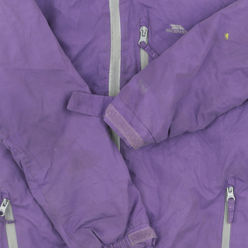 Trespass Girls Purple Parka Jacket 7-8 Years Waterproof