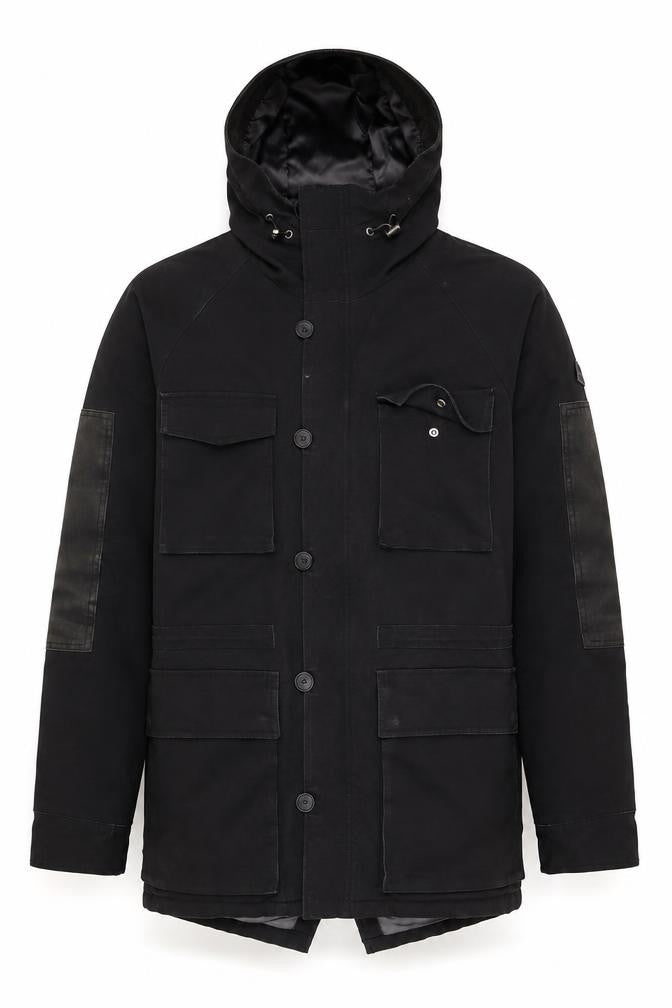 Front view of IKKS Men's Black Military Jacket, size M
