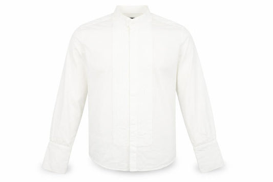 Front view of Dobell Men's White Extra-Slim Dress Shirt 17.5