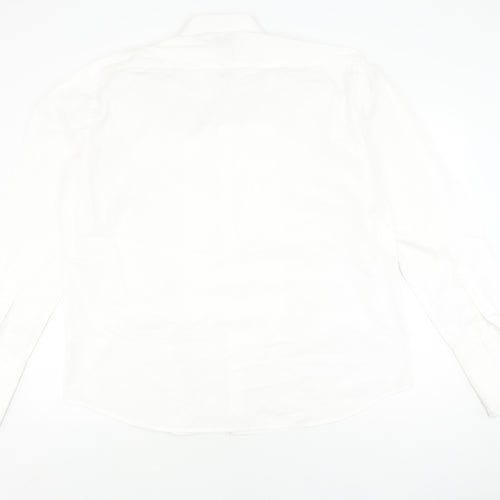 Dobell Men's White Extra-Slim Dress Shirt 17.5