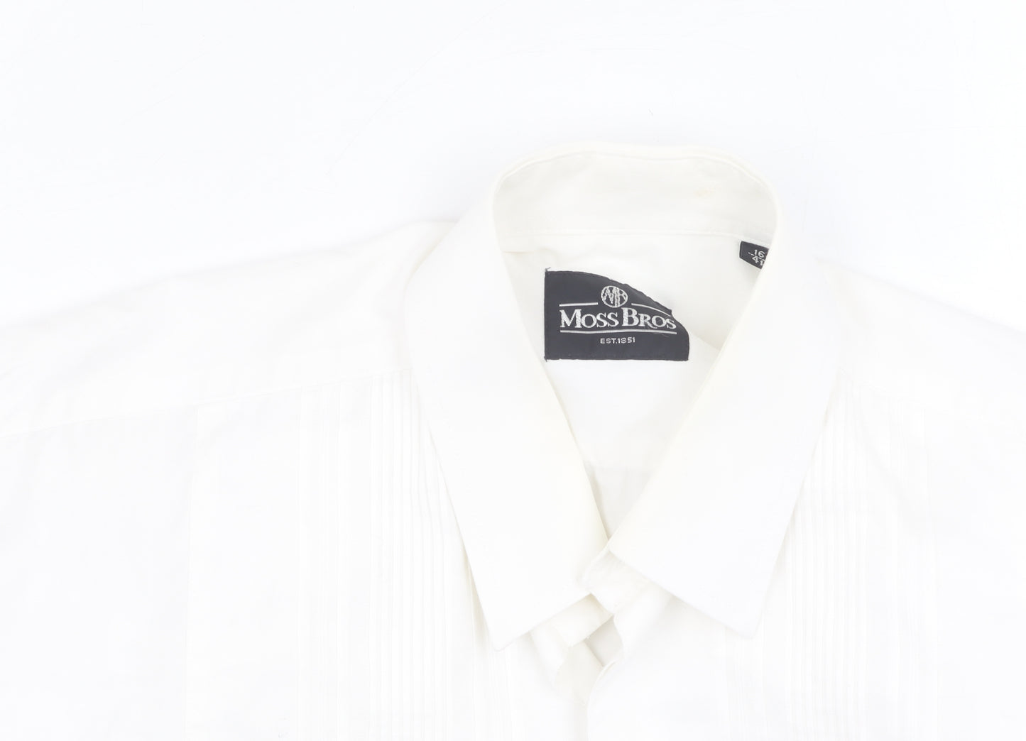 Moss Bros Men's White Formal Dress Shirt Size 16