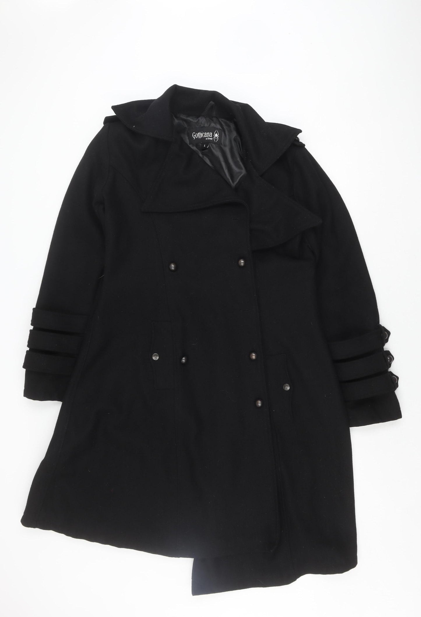 Gothicana by EMP Women's Black Wool Belted Coat L