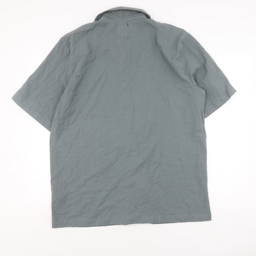 Lefties Men's Grey Cotton Relaxed Fit Shirt Size L