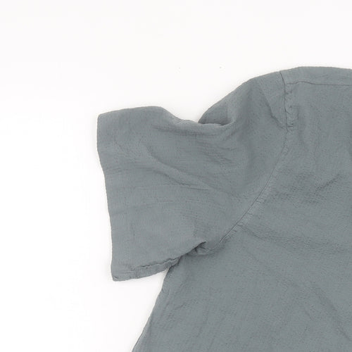 Lefties Men's Grey Cotton Relaxed Fit Shirt Size L