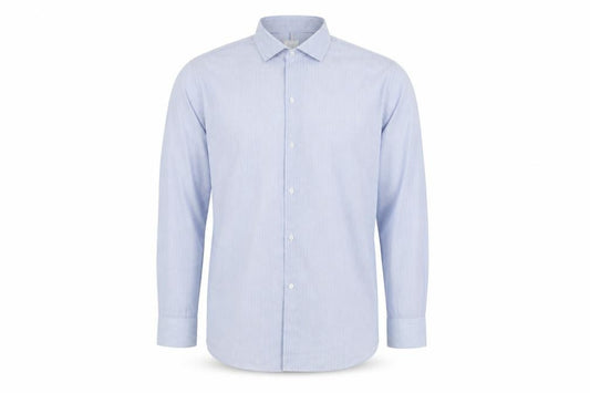 Front view of Next Men's Blue Slim Fit Button-Up Shirt 17