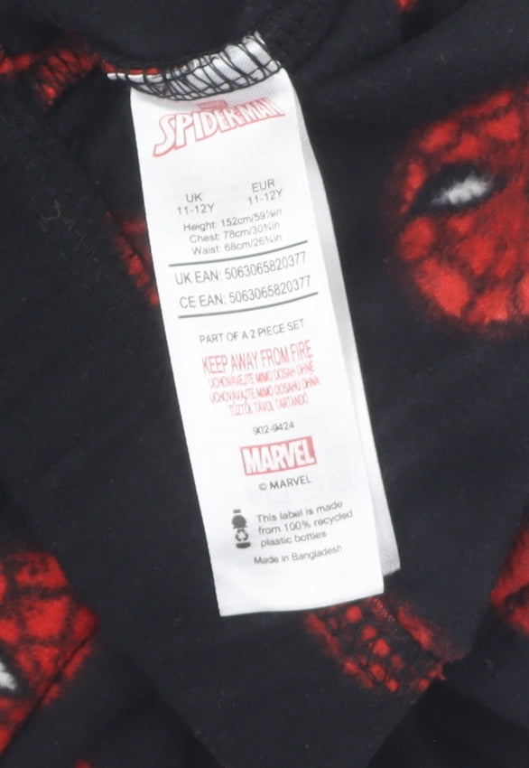 Marvel Boys Black Spider-Man Pyjama Set 11-12 Years