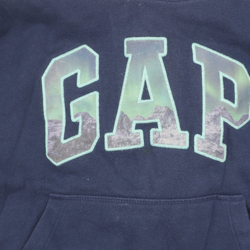 GAP Girls Blue Pullover Hoodie, Logo, Size S, Fleece