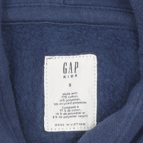 GAP Girls Blue Pullover Hoodie, Logo, Size S, Fleece