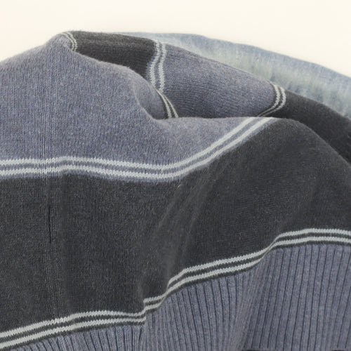 Wolsey Men's Blue Striped Long Sleeve Polo - M