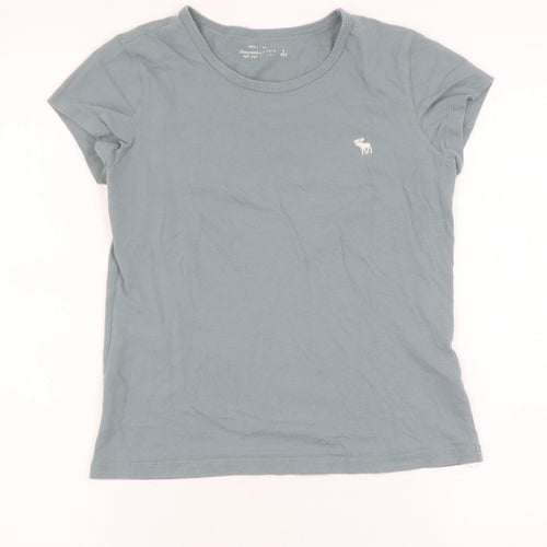 Abercrombie & Fitch Girls Blue T-Shirt Size S, Casual Crew Neck