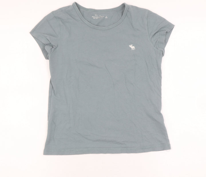 Abercrombie & Fitch Girls Blue T-Shirt Size S, Casual Crew Neck