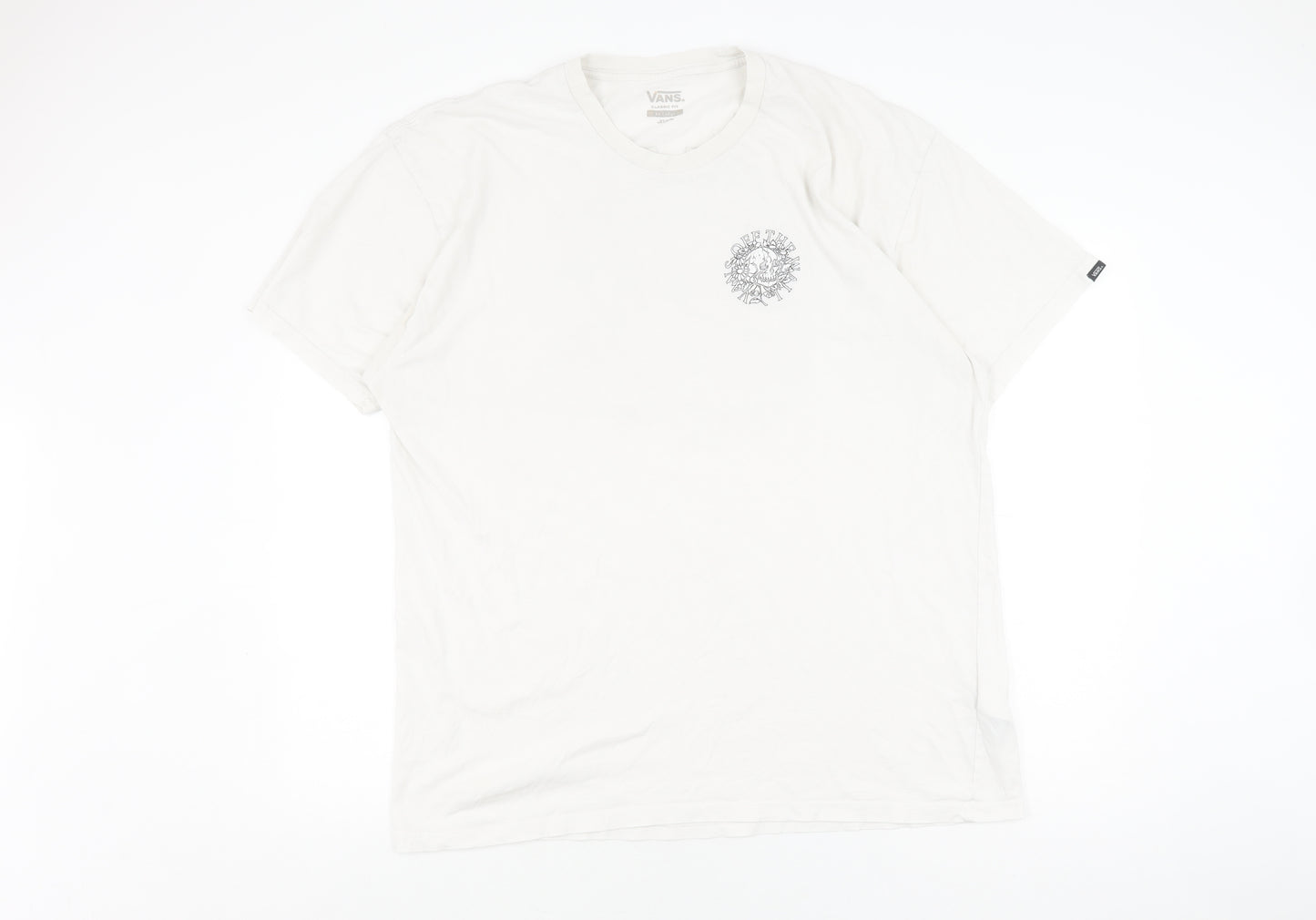 Vans Men's White Medium Skull Graphic T-Shirt