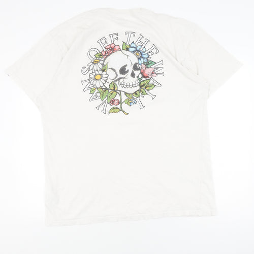 Vans Men's White Medium Skull Graphic T-Shirt