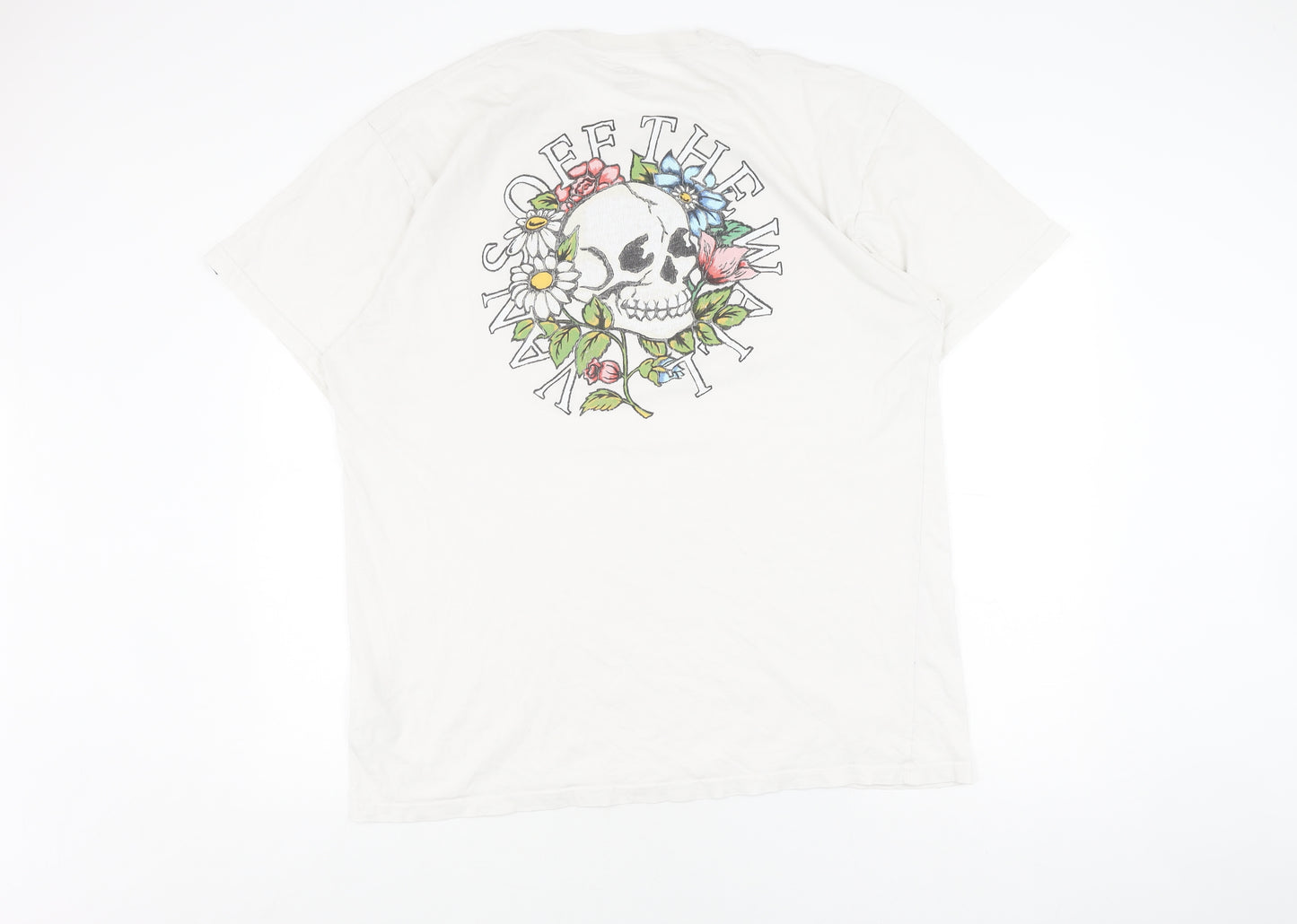 Vans Men's White Medium Skull Graphic T-Shirt