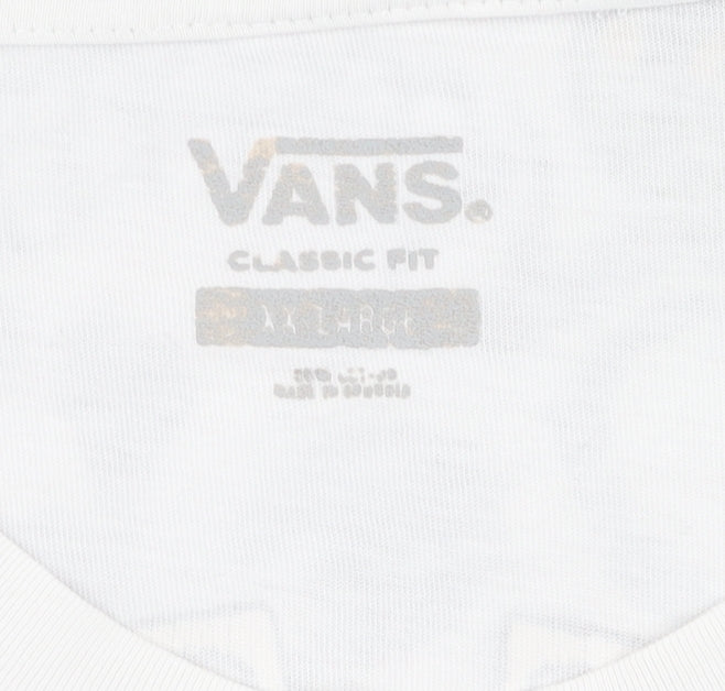 Vans Men's White Medium Skull Graphic T-Shirt