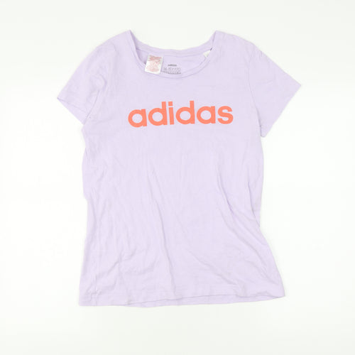 Adidas Girls Purple T-Shirt with Logo, Size 14 Plus, Cotton