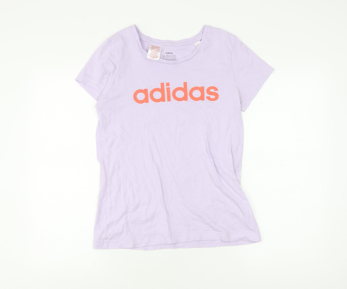 Adidas Girls Purple T-Shirt with Logo, Size 14 Plus, Cotton