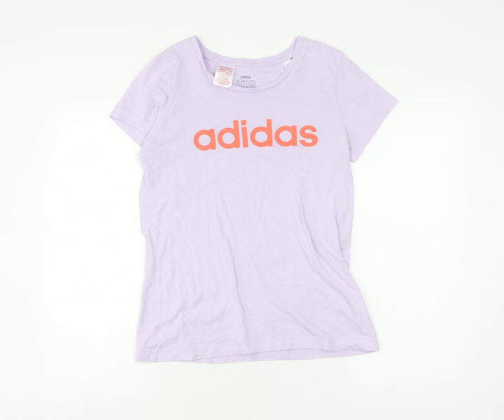 Adidas Girls Purple T-Shirt with Logo, Size 14 Plus, Cotton
