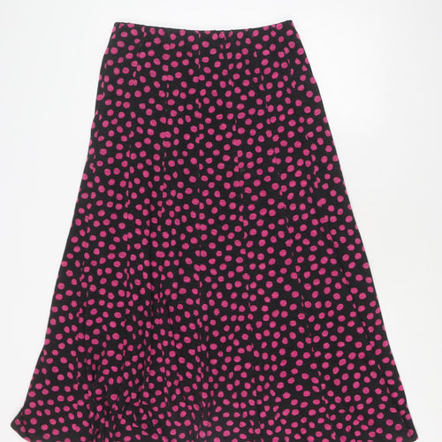 Per Una Women's XS Black Pink Polka Dot Midi Skirt