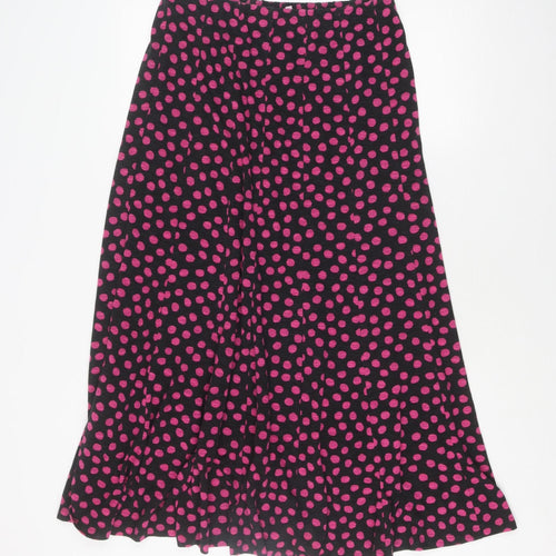 Per Una Women's XS Black Pink Polka Dot Midi Skirt
