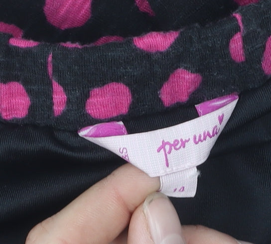 Per Una Women's XS Black Pink Polka Dot Midi Skirt