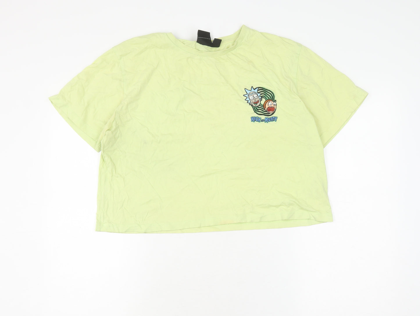Primark Unisex Green Cartoon Cropped T-Shirt M