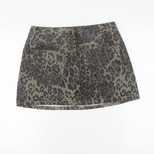 Dazy Women's XL Animal Print Mini Denim Skirt