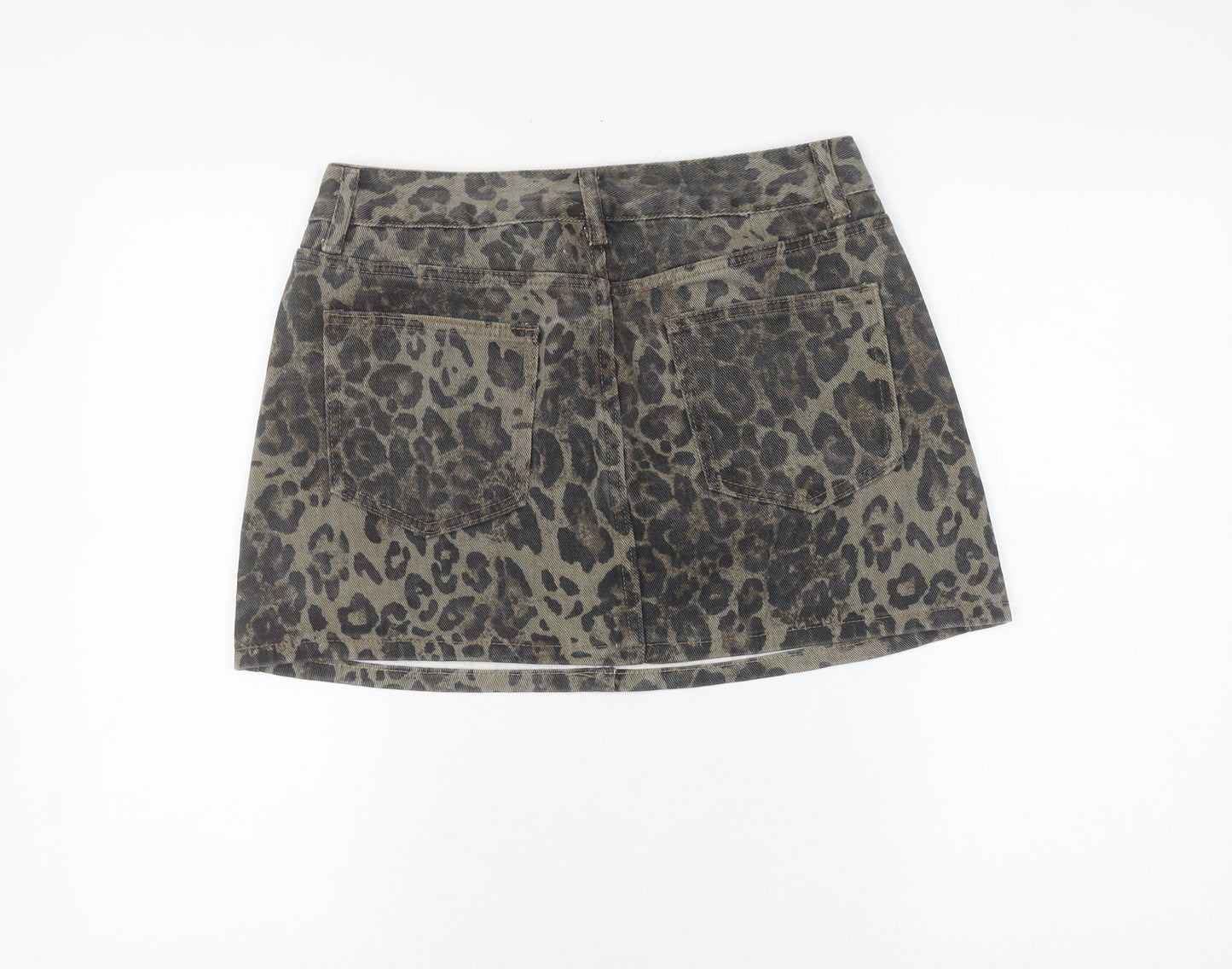 Dazy Women's XL Animal Print Mini Denim Skirt