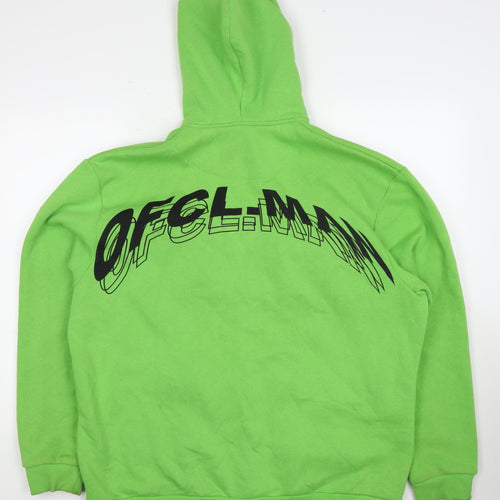 boohooMAN Men's Green Full Zip Hoodie, Size M