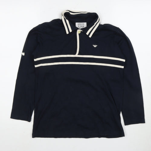 Armani Junior Boys Blue Polo Long Sleeve Top Size 6-7 Years