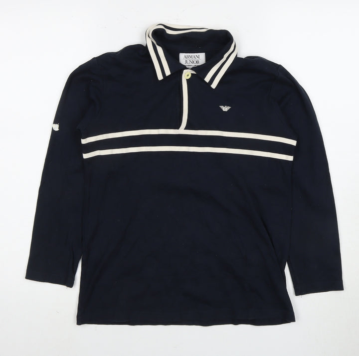 Armani Junior Boys Blue Polo Long Sleeve Top Size 6-7 Years