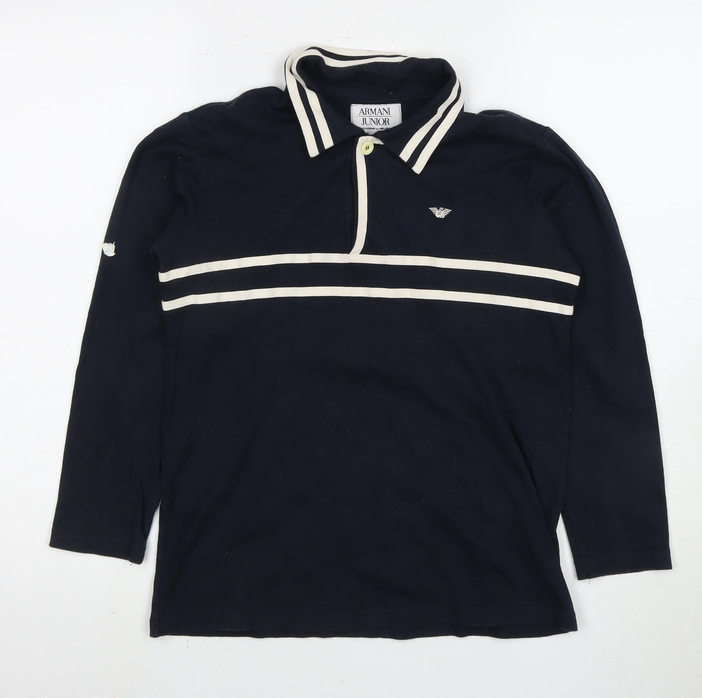 Armani Junior Boys Blue Polo Long Sleeve Top Size 6-7 Years