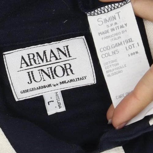 Armani Junior Boys Blue Polo Long Sleeve Top Size 6-7 Years