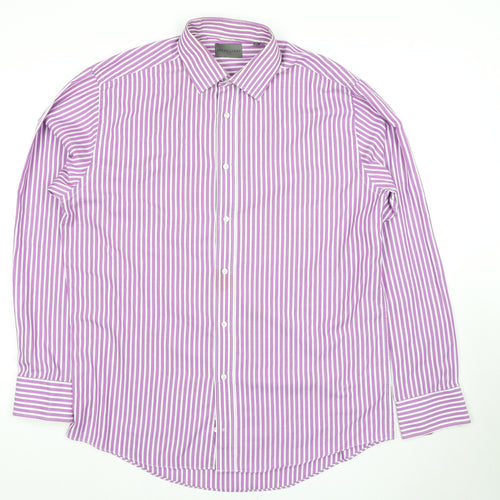 Dehavilland Men's Purple Striped Dress Shirt Size 16