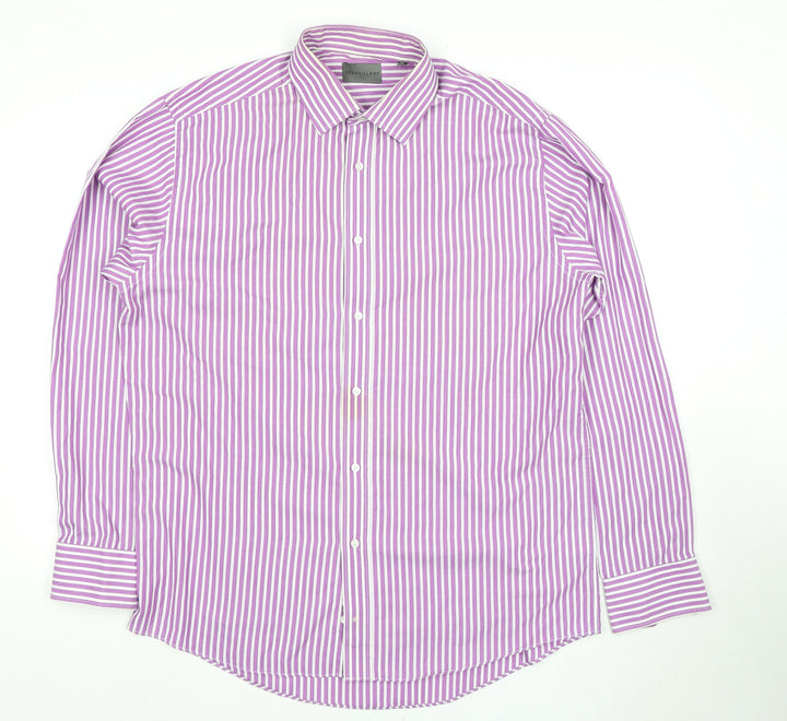 Dehavilland Men's Purple Striped Dress Shirt Size 16
