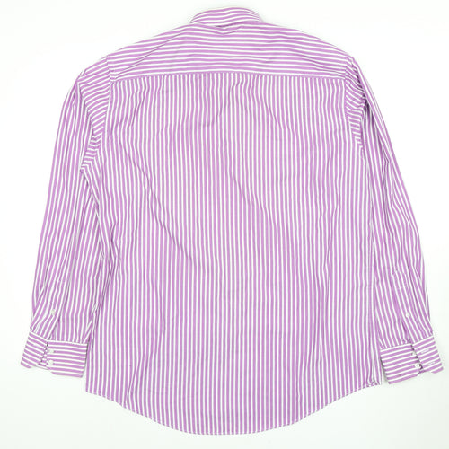 Dehavilland Men's Purple Striped Dress Shirt Size 16