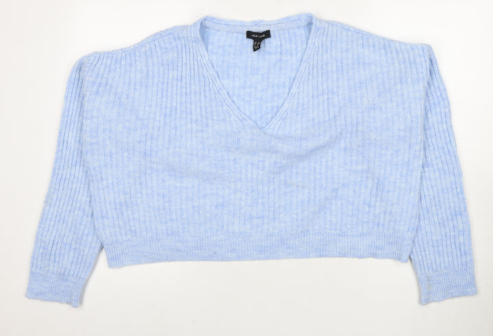 New Look Women's Blue V-Neck Pullover Jumper S