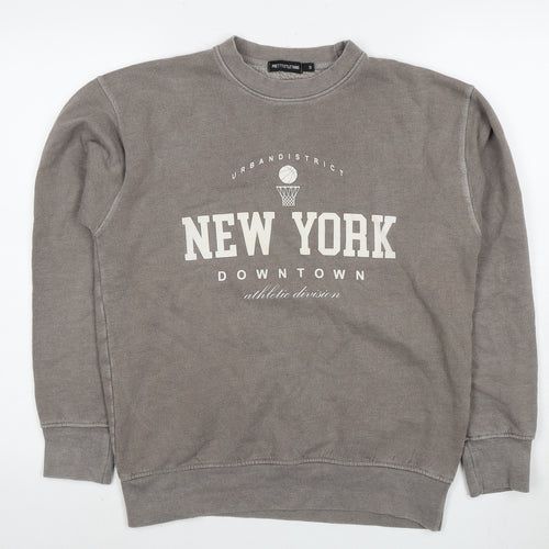 PRETTYLITTLETHING Women's Grey Pullover Sweatshirt S