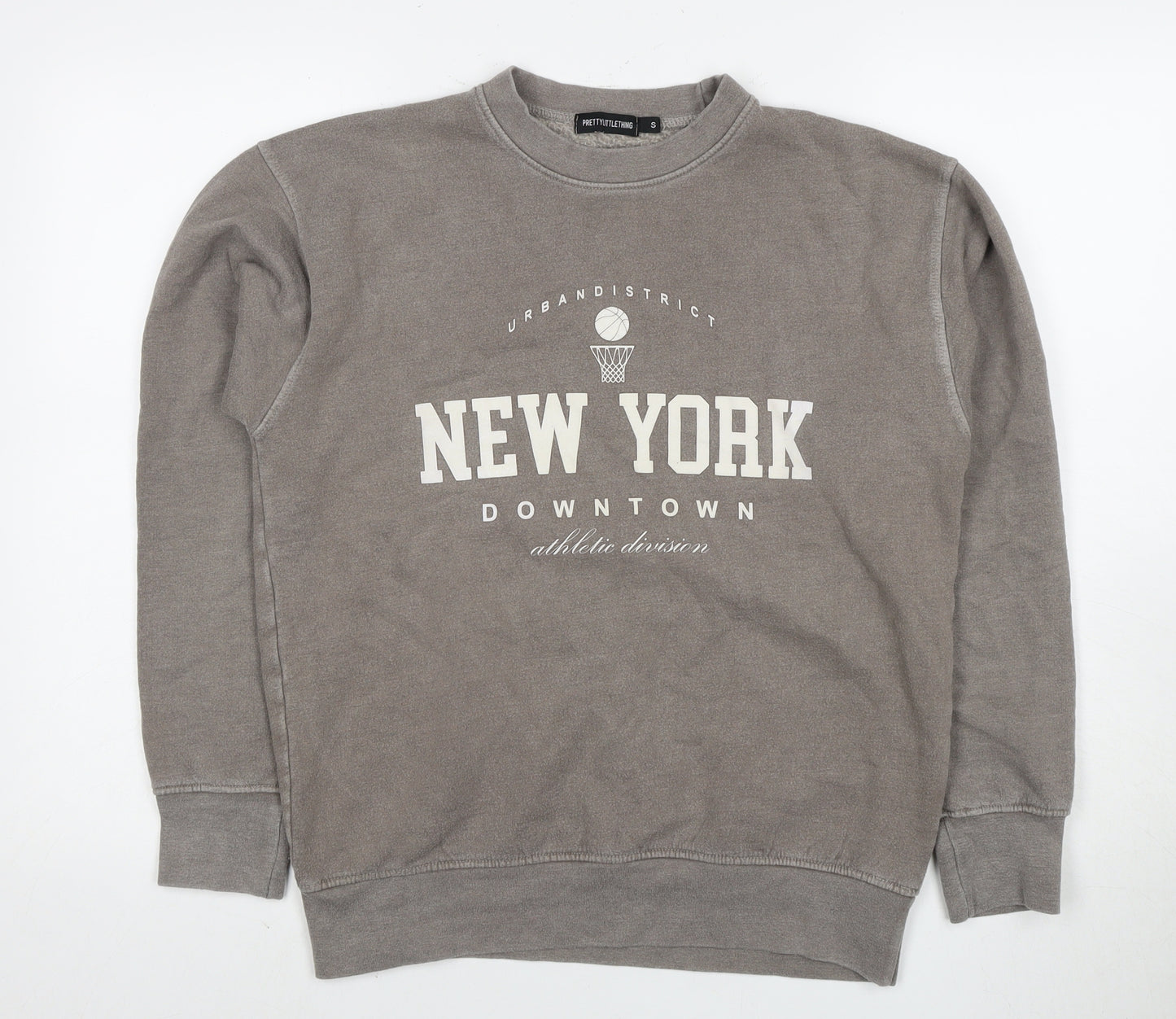 PRETTYLITTLETHING Women's Grey Pullover Sweatshirt S
