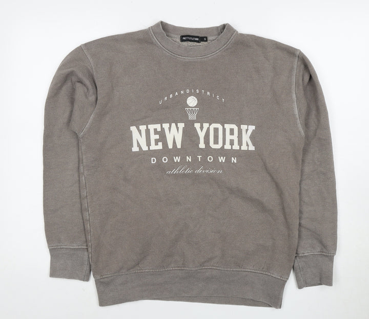 PRETTYLITTLETHING Women's Grey Pullover Sweatshirt S