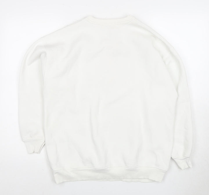 Stradivarius Men's XS White Graphic Pullover Sweatshirt
