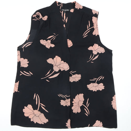 Debenhams Women's Black Floral Sleeveless Blouse Size 16