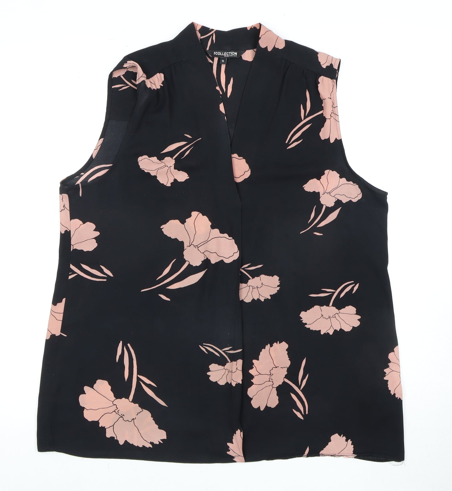 Debenhams Women's Black Floral Sleeveless Blouse Size 16