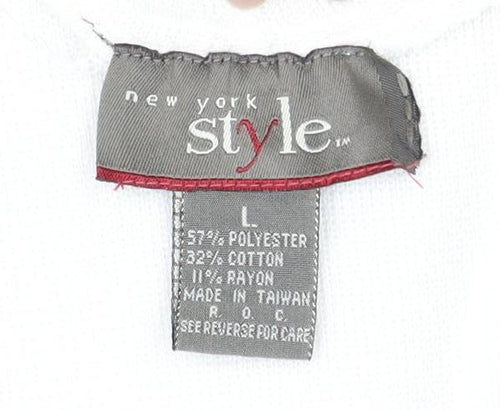New York Style Women's White L Sweatpants, Relaxed Fit