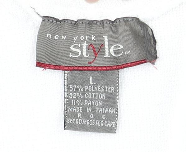 New York Style Women's White L Sweatpants, Relaxed Fit
