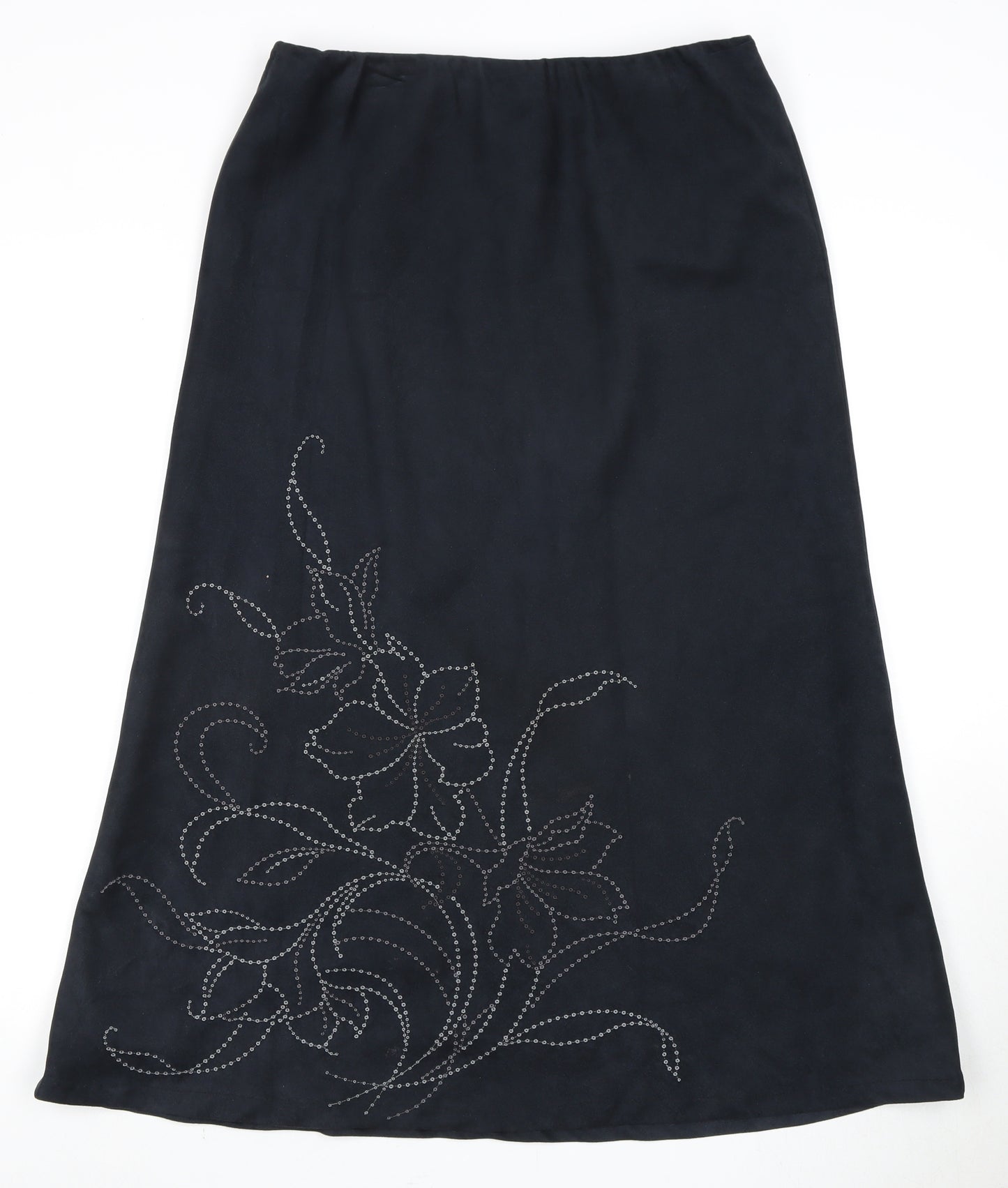 Country Casuals Black Long Skirt L Women Beaded Elegant