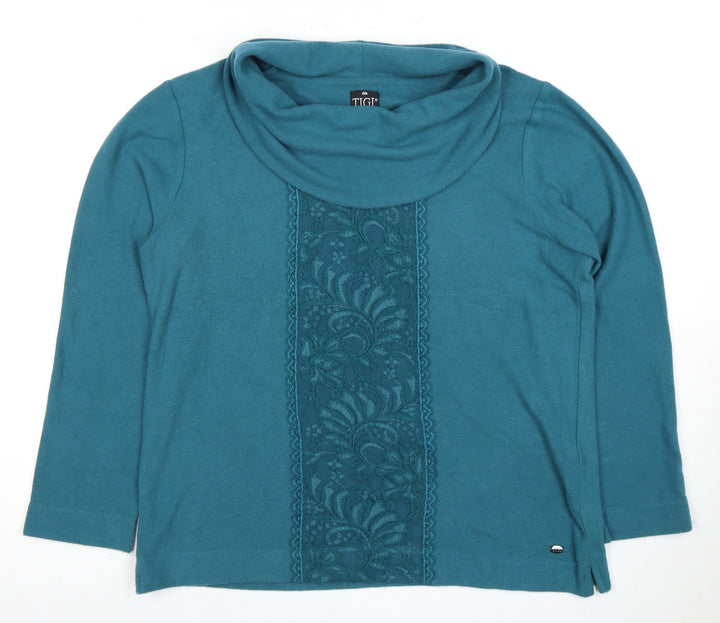 TIGI Women's Blue Cowl Neck Blouse Size 14